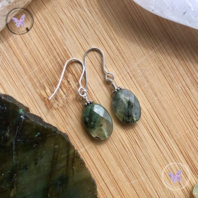 Prehnite Facet Oval Earrings